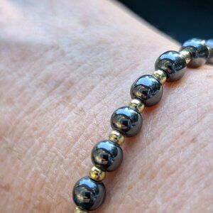 Manny vintage pure hematite beaded bracelet.